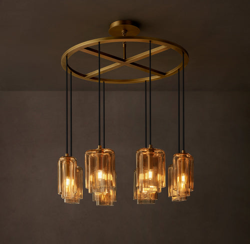 Artisan Lacour Amber Glass Round Chandelier – 36" — view 1