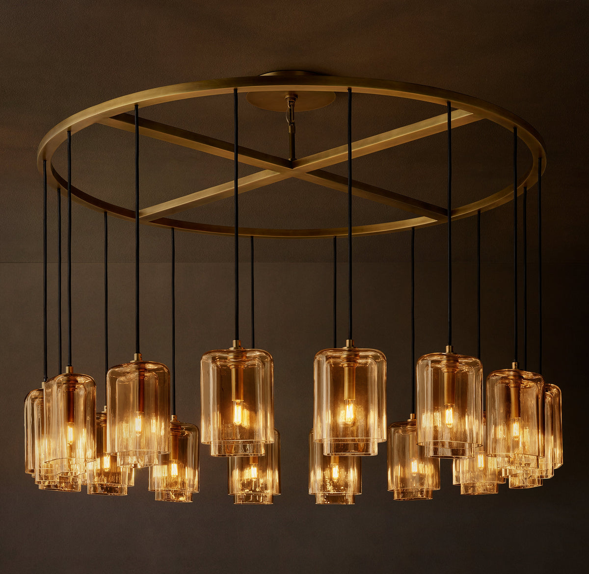 Artisan Lacour Amber Glass Round Chandelier – 60" — view 1