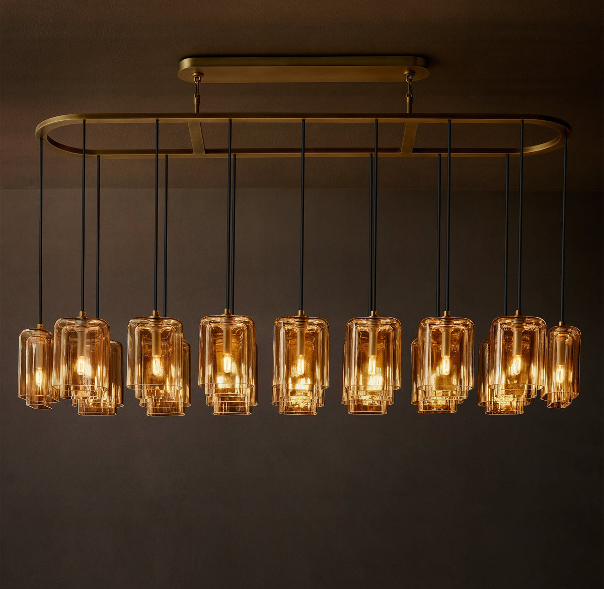 Artisan Lacour Amber Glass Rectangular Chandelier – 72" — view 1