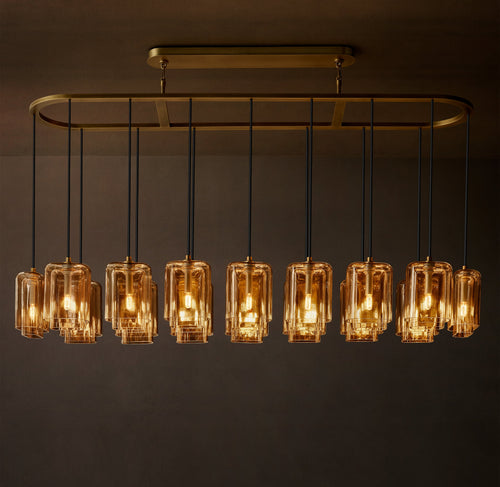 Artisan Lacour Amber Glass Rectangular Chandelier – 72" — view 1