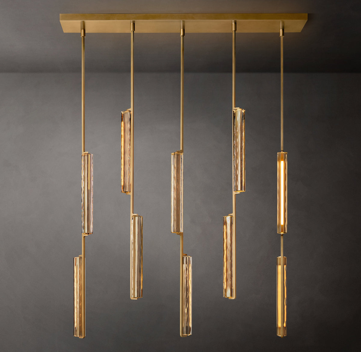 Sculptural Audubon Crystal Linear Chandelier — view 1