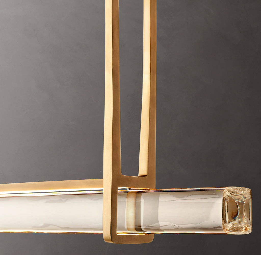 Sculptural Audubon Crystal Single Bar Linear Chandelier — view 3