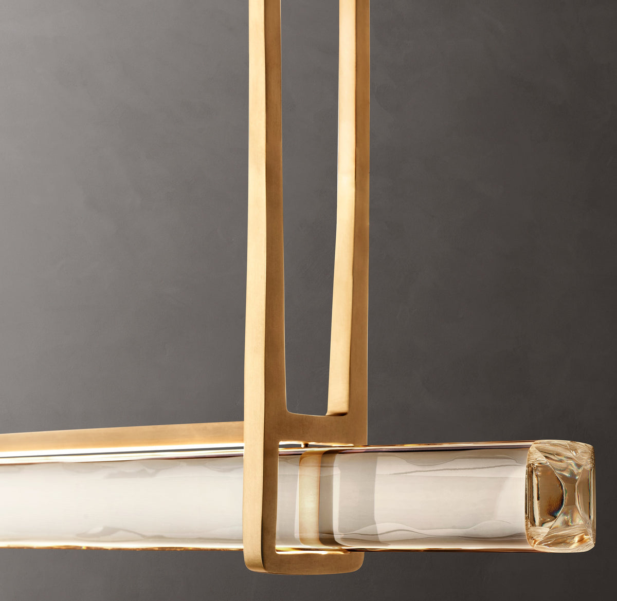Sculptural Audubon Crystal Single Bar Linear Chandelier — view 3