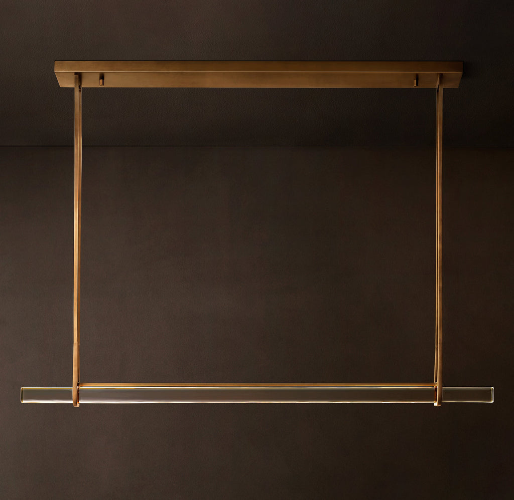 Sculptural Audubon Crystal Single Bar Linear Chandelier — view 4