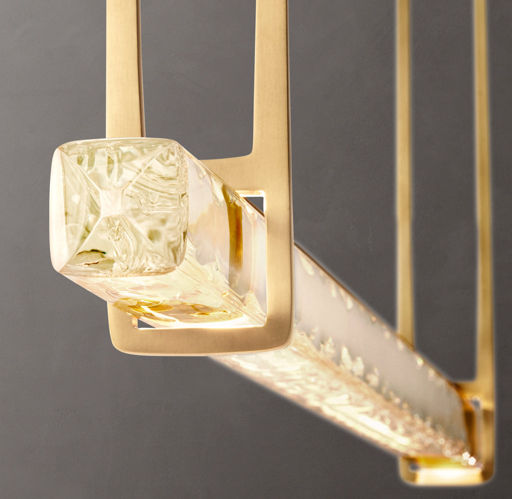 Sculptural Audubon Crystal Single Bar Linear Chandelier — view 5