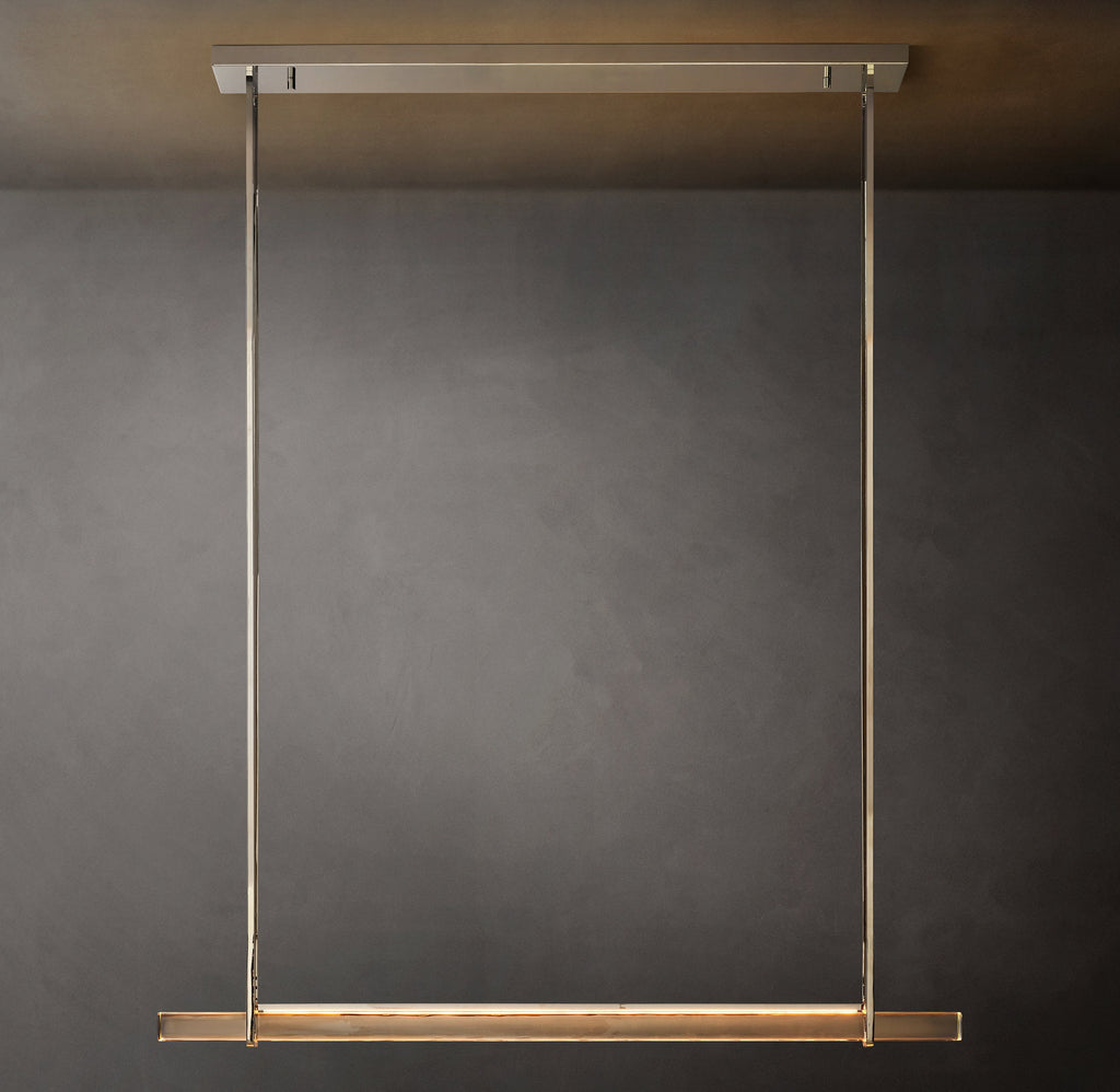 Sculptural Audubon Crystal Single Bar Linear Chandelier — view 1