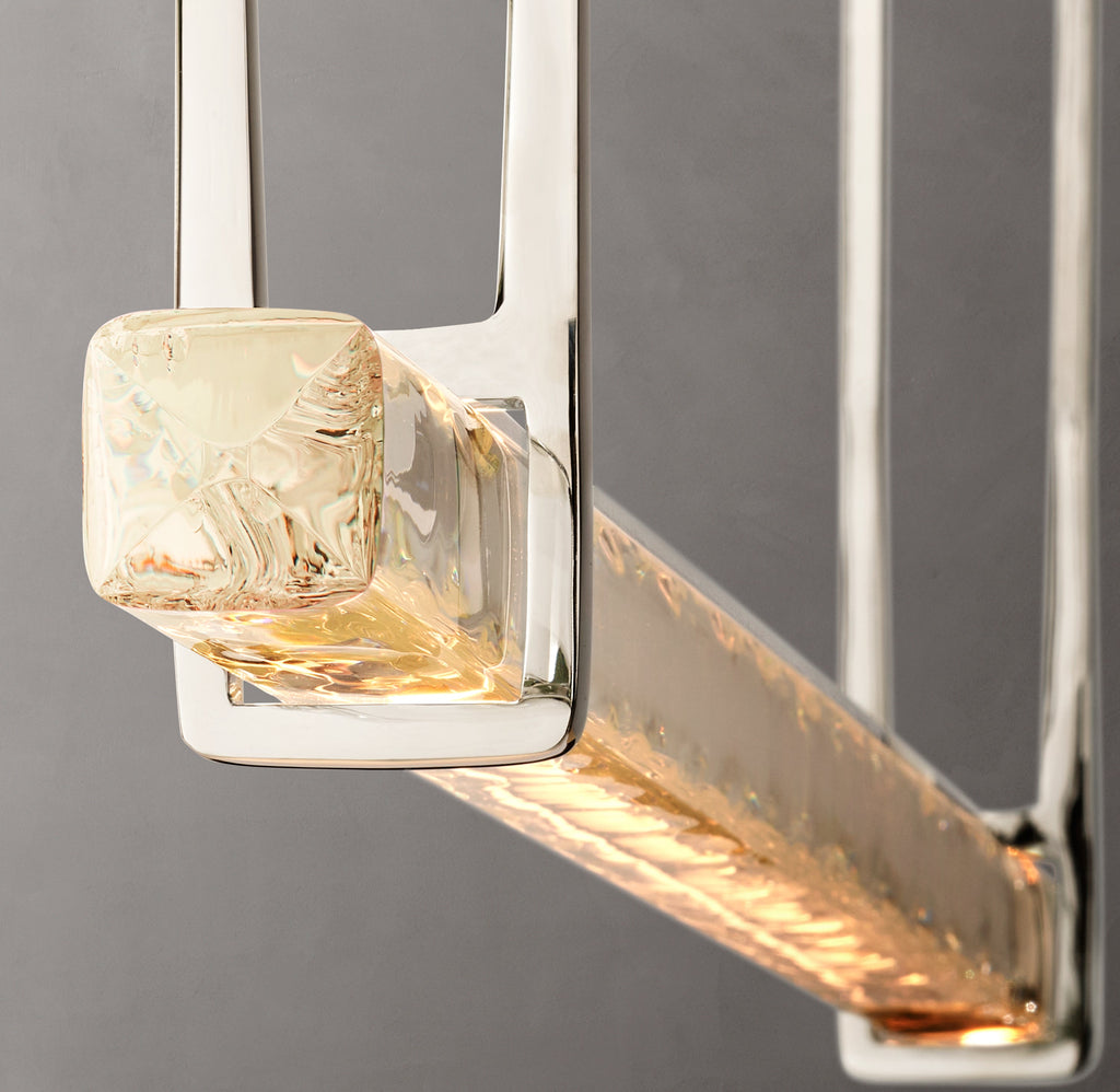 Sculptural Audubon Crystal Single Bar Linear Chandelier — view 5