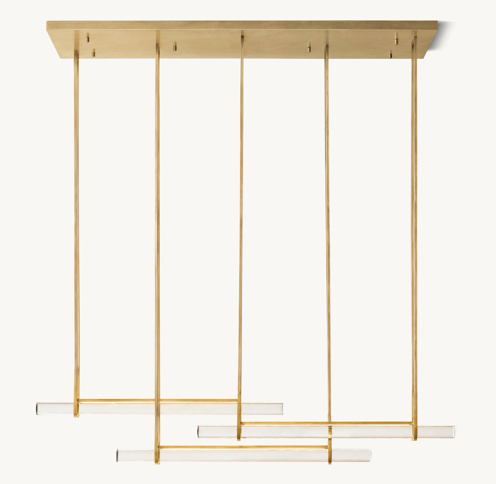 Sculptural Audubon Crystal Triple Bar Linear Chandelier – 60" — view 2