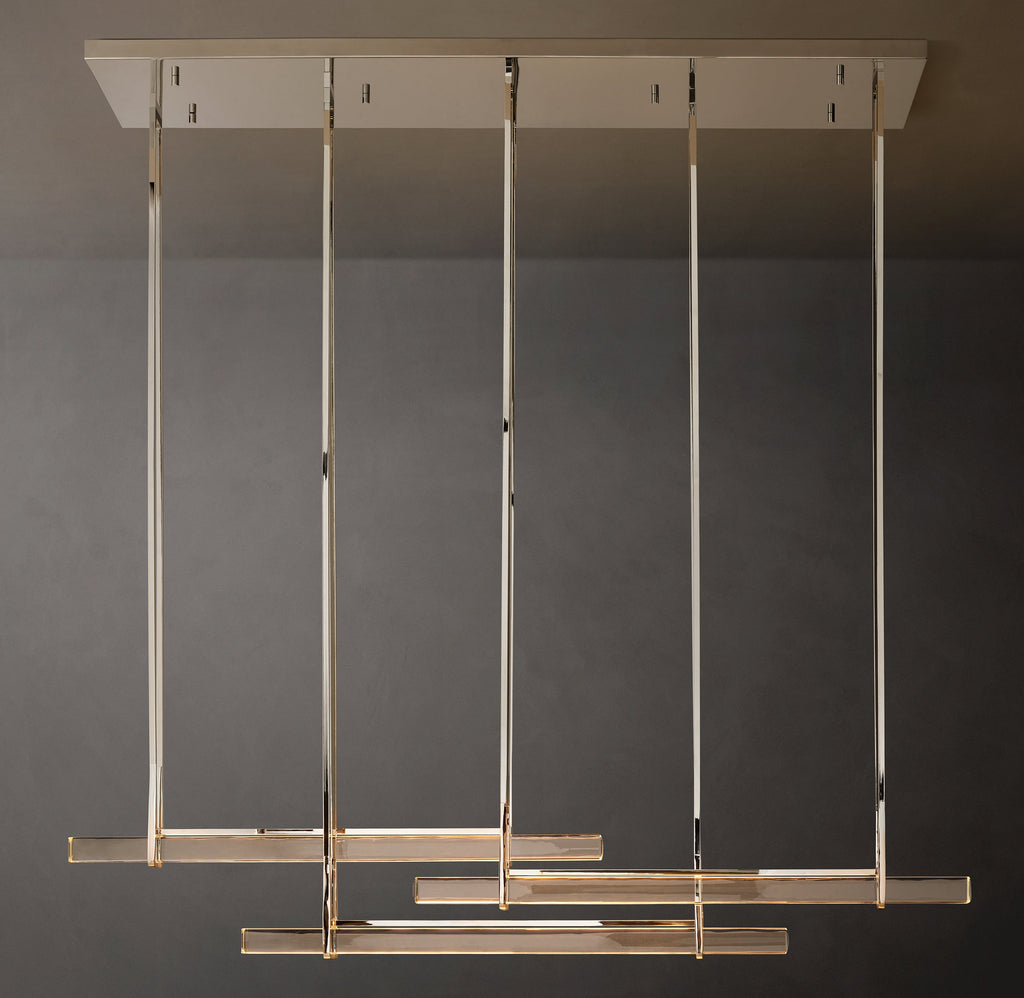 Sculptural Audubon Crystal Triple Bar Linear Chandelier – 72" — view 1