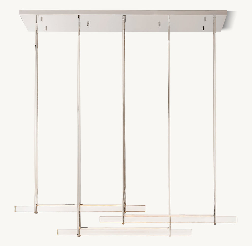 Sculptural Audubon Crystal Triple Bar Linear Chandelier – 72" — view 2
