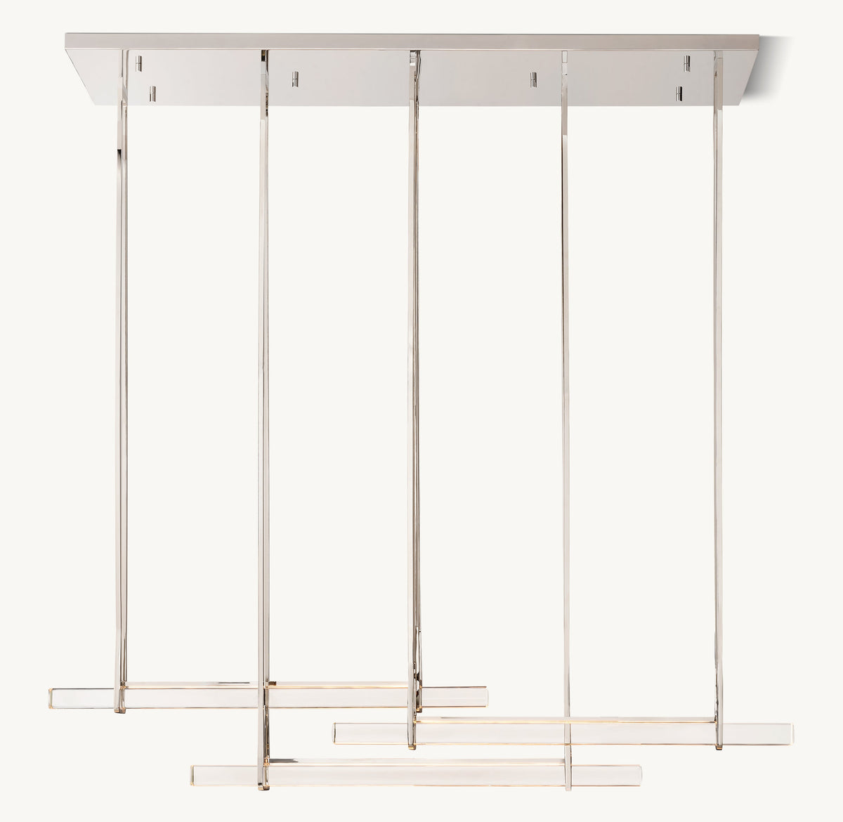 Sculptural Audubon Crystal Triple Bar Linear Chandelier – 72" — view 2
