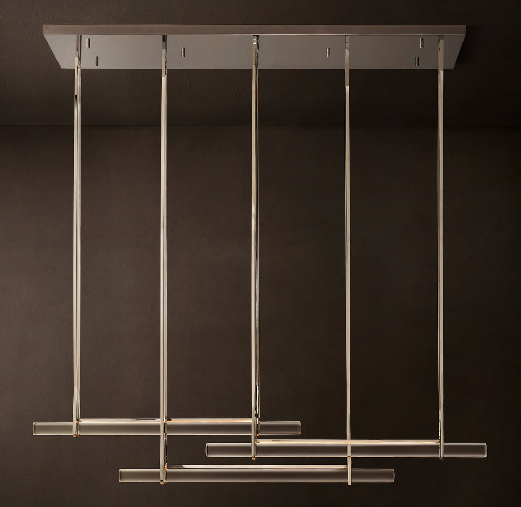 Sculptural Audubon Crystal Triple Bar Linear Chandelier – 72" — view 3