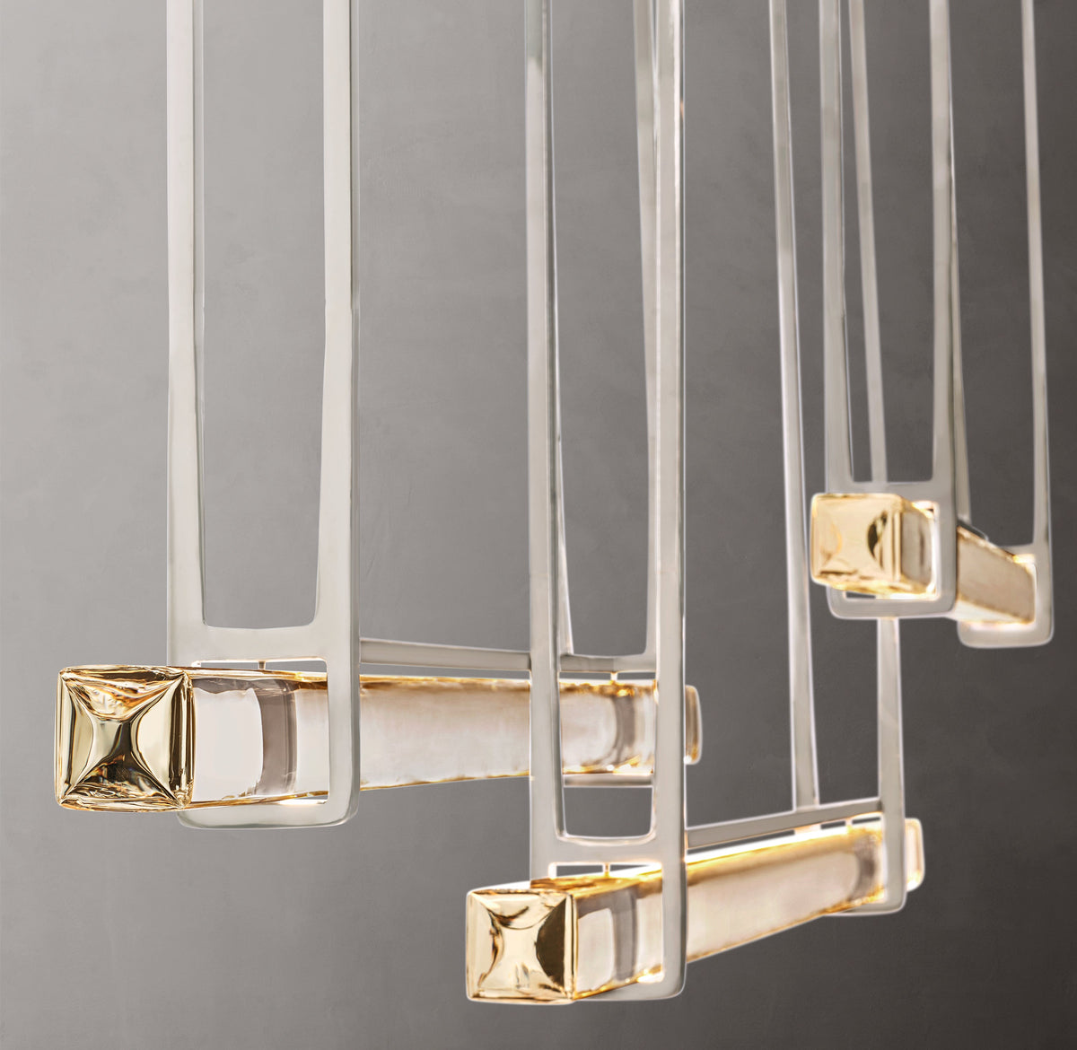 Sculptural Audubon Crystal Triple Bar Linear Chandelier – 72" — view 4