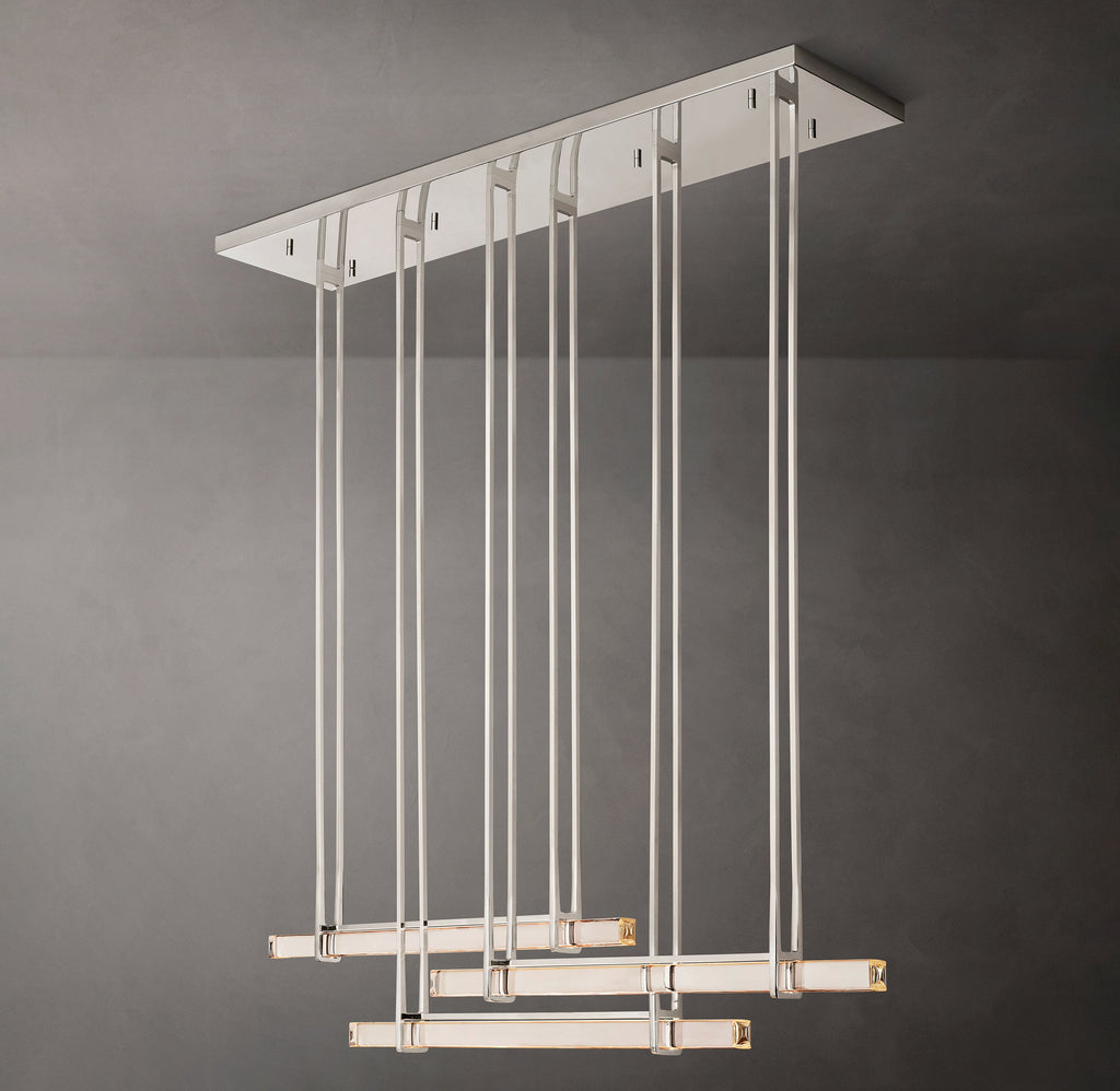 Sculptural Audubon Crystal Triple Bar Linear Chandelier – 72" — view 5