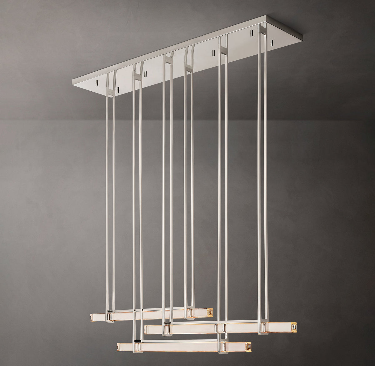 Sculptural Audubon Crystal Triple Bar Linear Chandelier – 72" — view 5