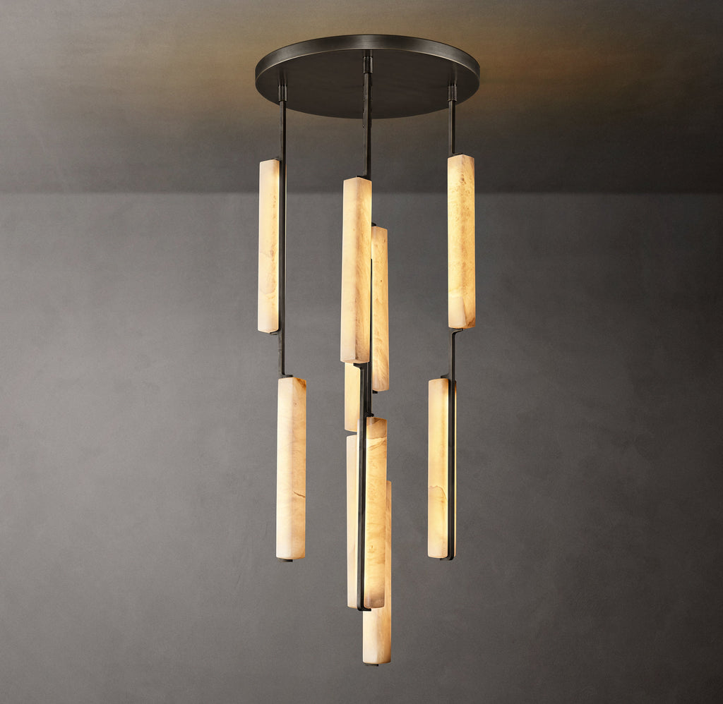 Sculptural Audubon Alabaster Round Chandelier — view 1