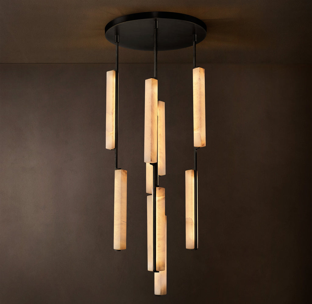 Sculptural Audubon Alabaster Round Chandelier — view 2