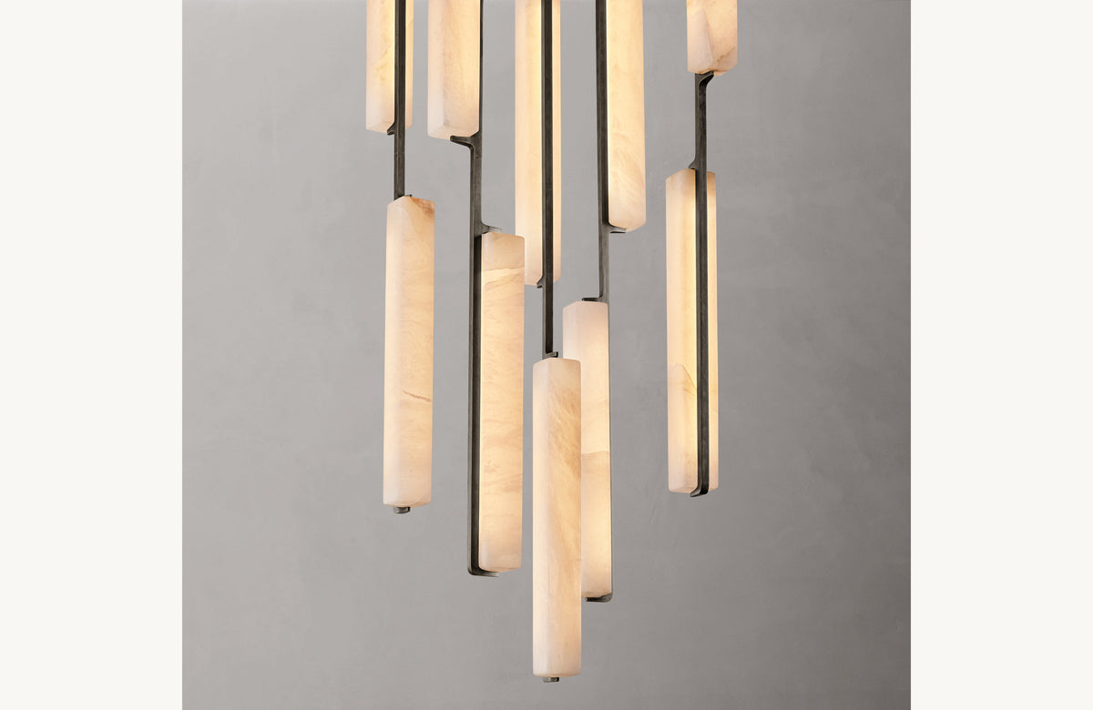 Sculptural Audubon Alabaster Round Chandelier — view 3
