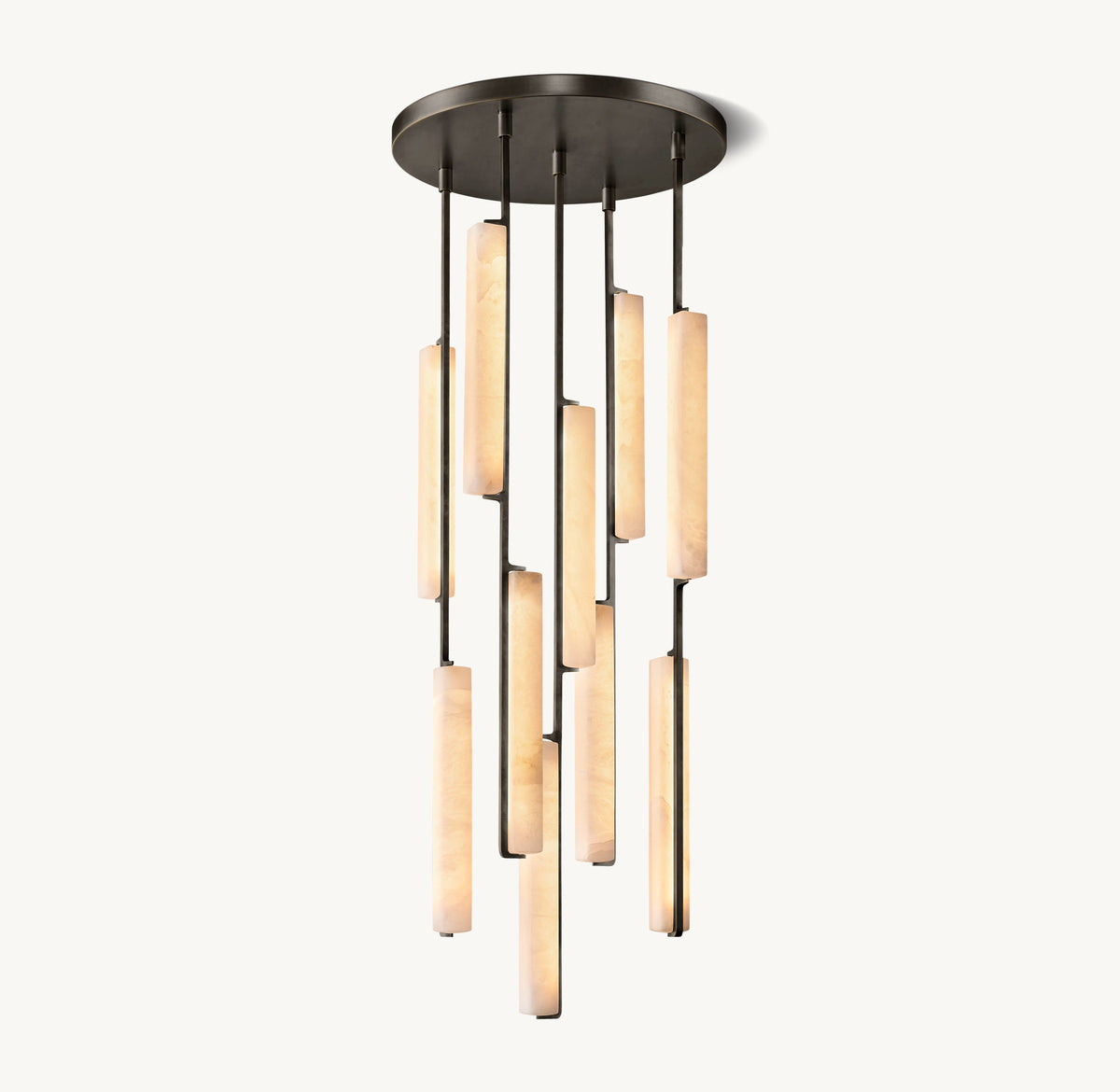 Sculptural Audubon Alabaster Round Chandelier — view 4