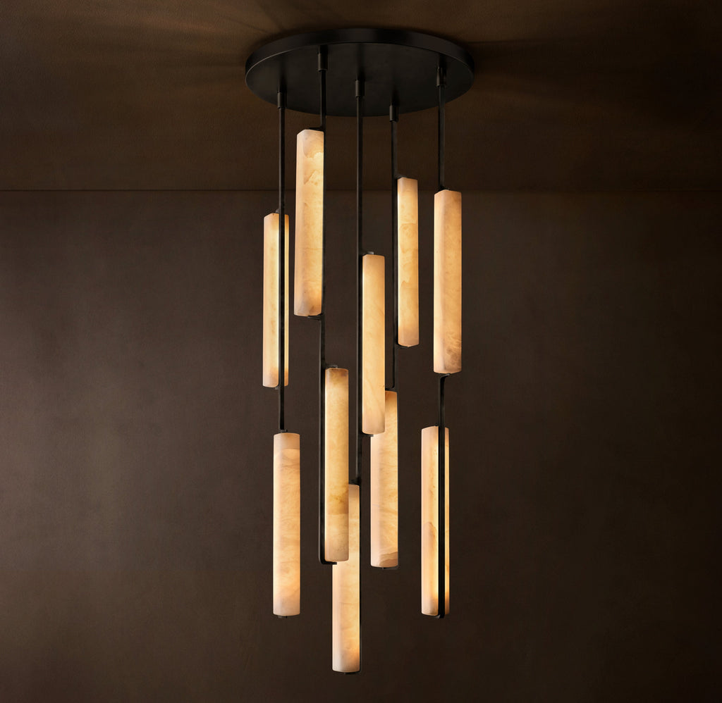 Sculptural Audubon Alabaster Round Chandelier — view 5