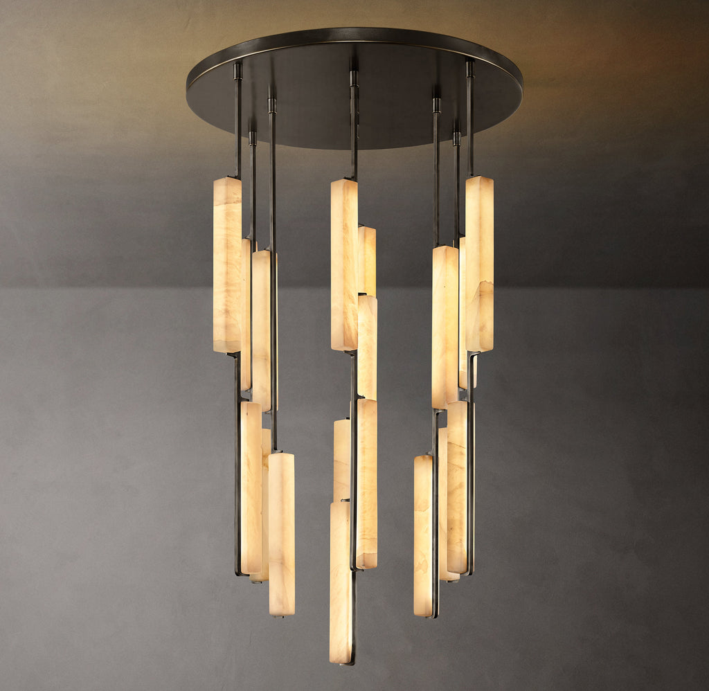 Sculptural Audubon Alabaster Round Chandelier — view 1