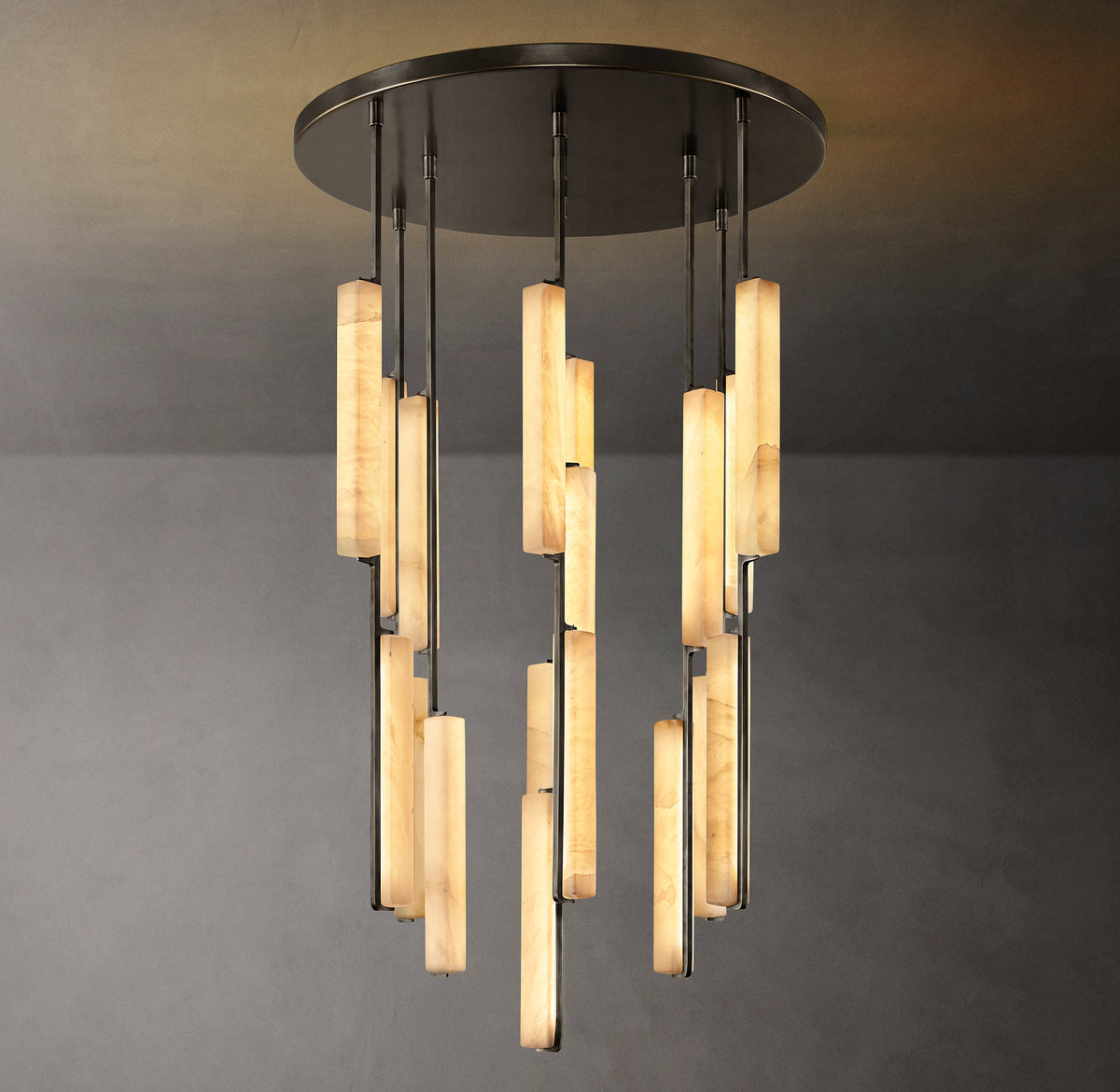 Sculptural Audubon Alabaster Round Chandelier — view 1