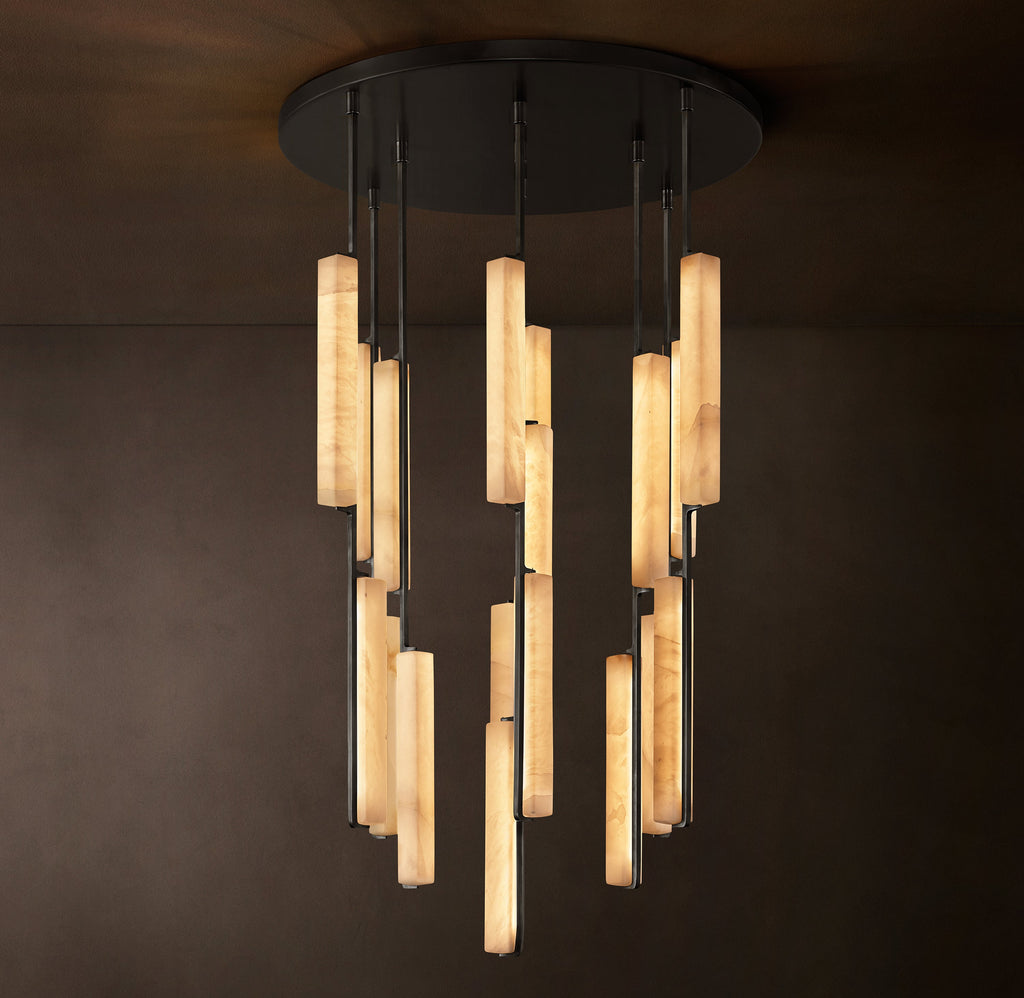 Sculptural Audubon Alabaster Round Chandelier — view 2