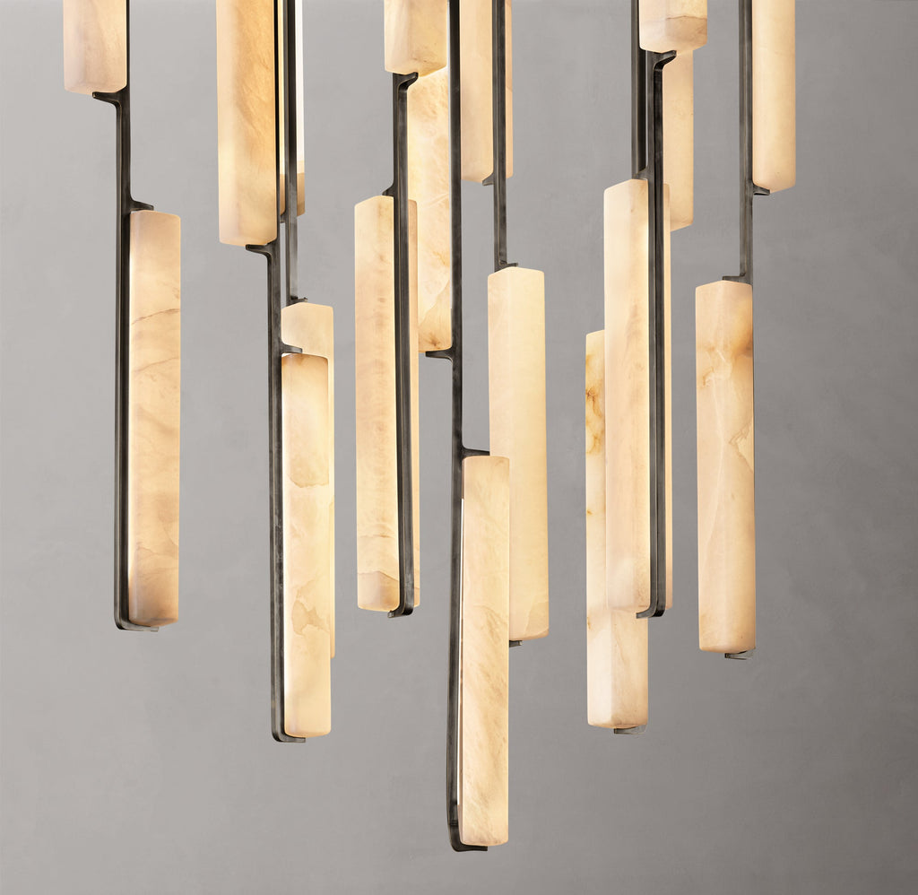 Sculptural Audubon Alabaster Round Chandelier — view 3