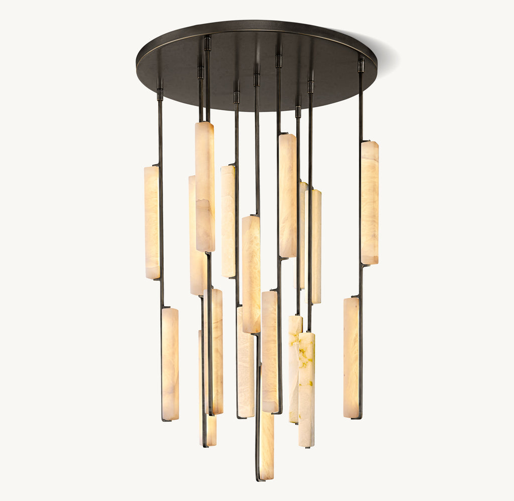 Sculptural Audubon Alabaster Round Chandelier — view 4