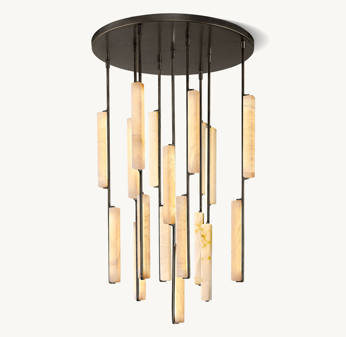 Sculptural Audubon Alabaster Round Chandelier — view 4