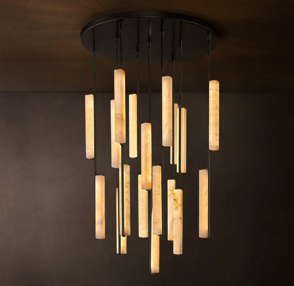 Sculptural Audubon Alabaster Round Chandelier — view 5