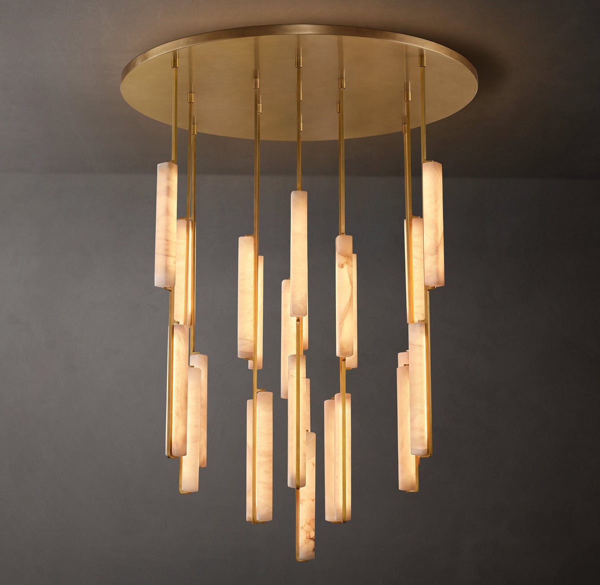 Sculptural Audubon Alabaster Round Chandelier — view 1