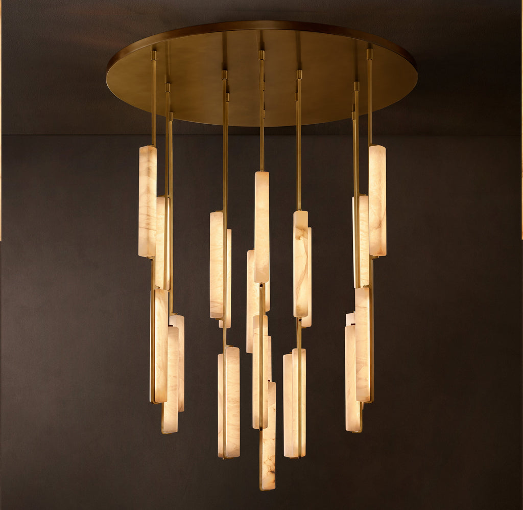 Sculptural Audubon Alabaster Round Chandelier — view 2