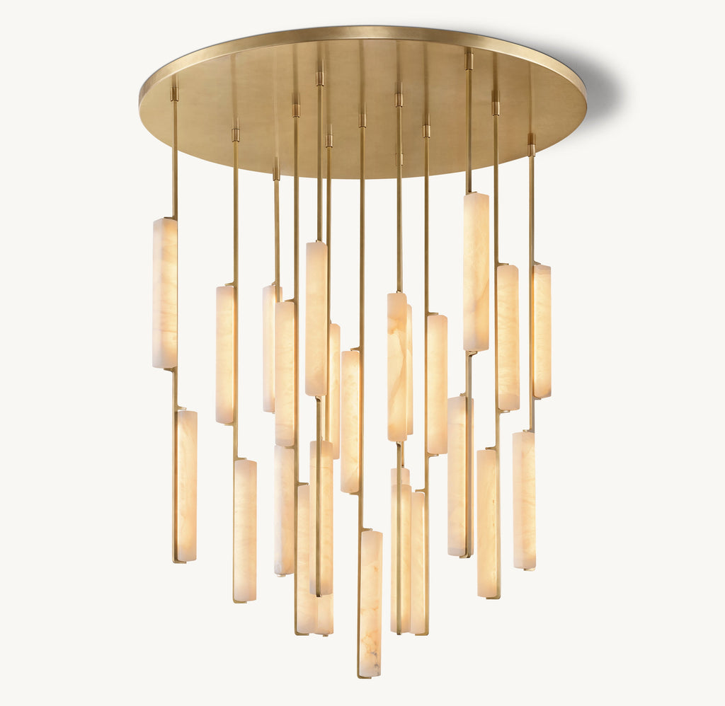Sculptural Audubon Alabaster Round Chandelier — view 4