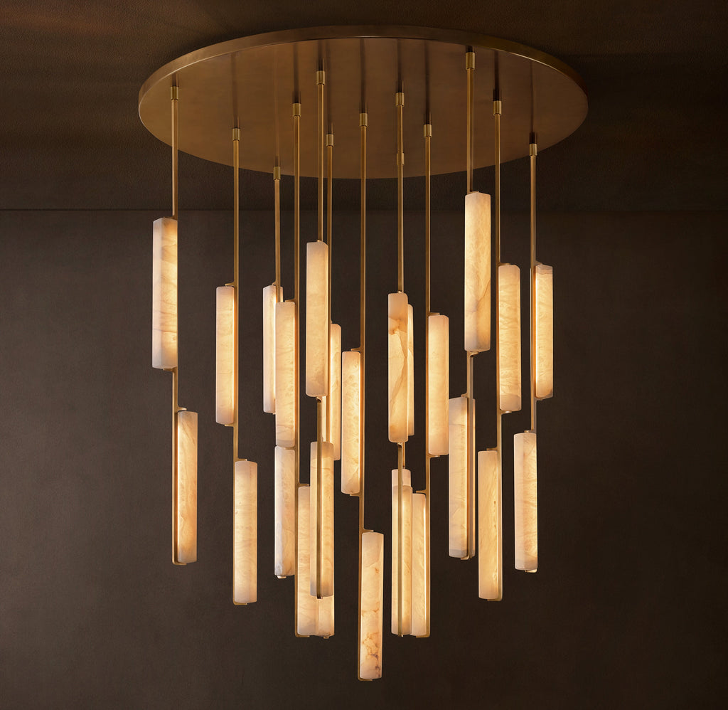Sculptural Audubon Alabaster Round Chandelier — view 5