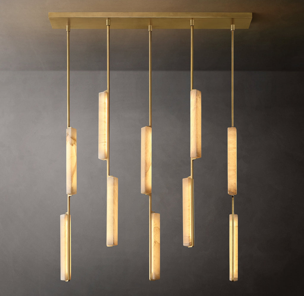 Sculptural Audubon Alabaster Linear Chandelier — view 1