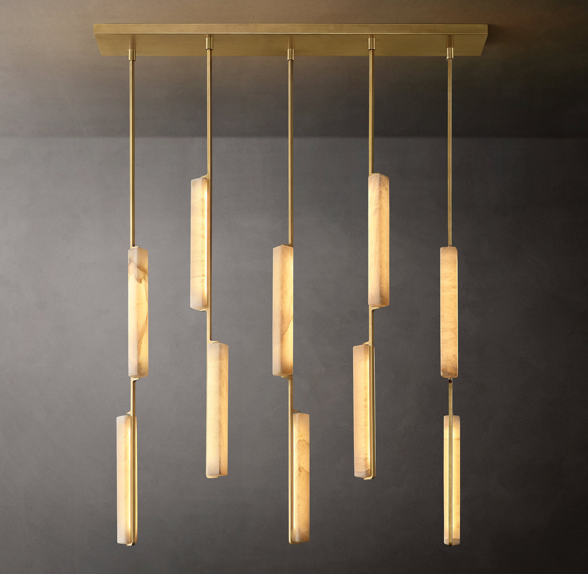 Sculptural Audubon Alabaster Linear Chandelier — view 1