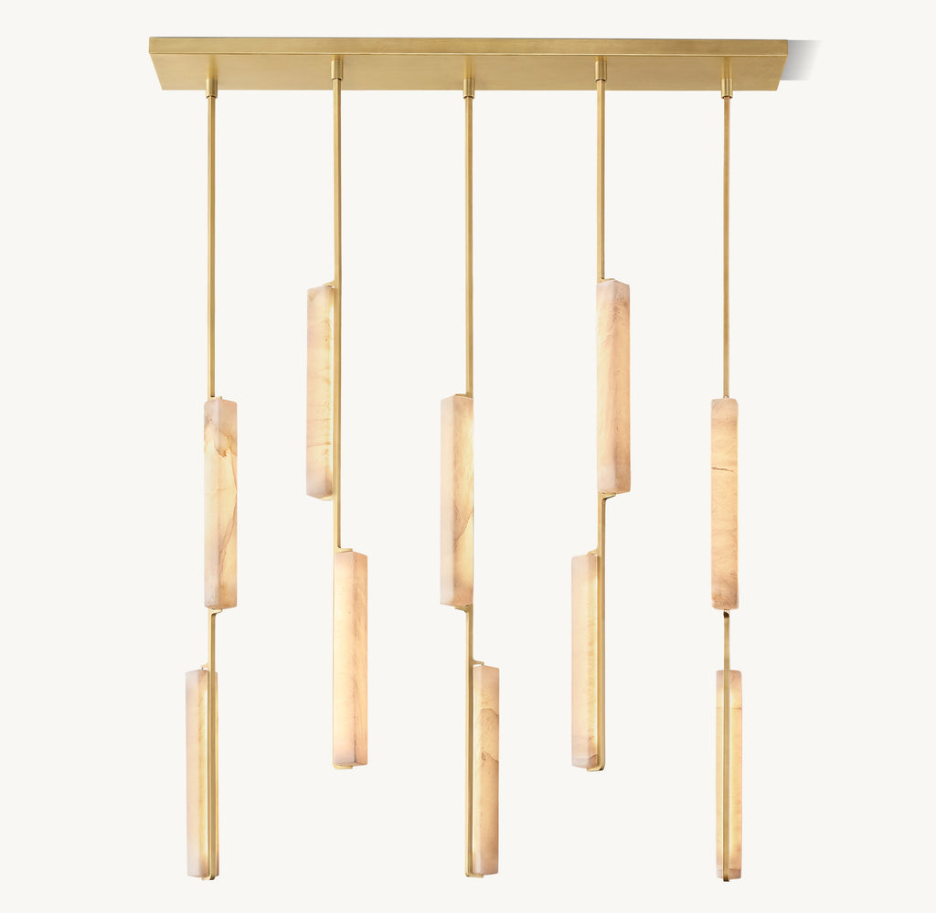 Sculptural Audubon Alabaster Linear Chandelier — view 2