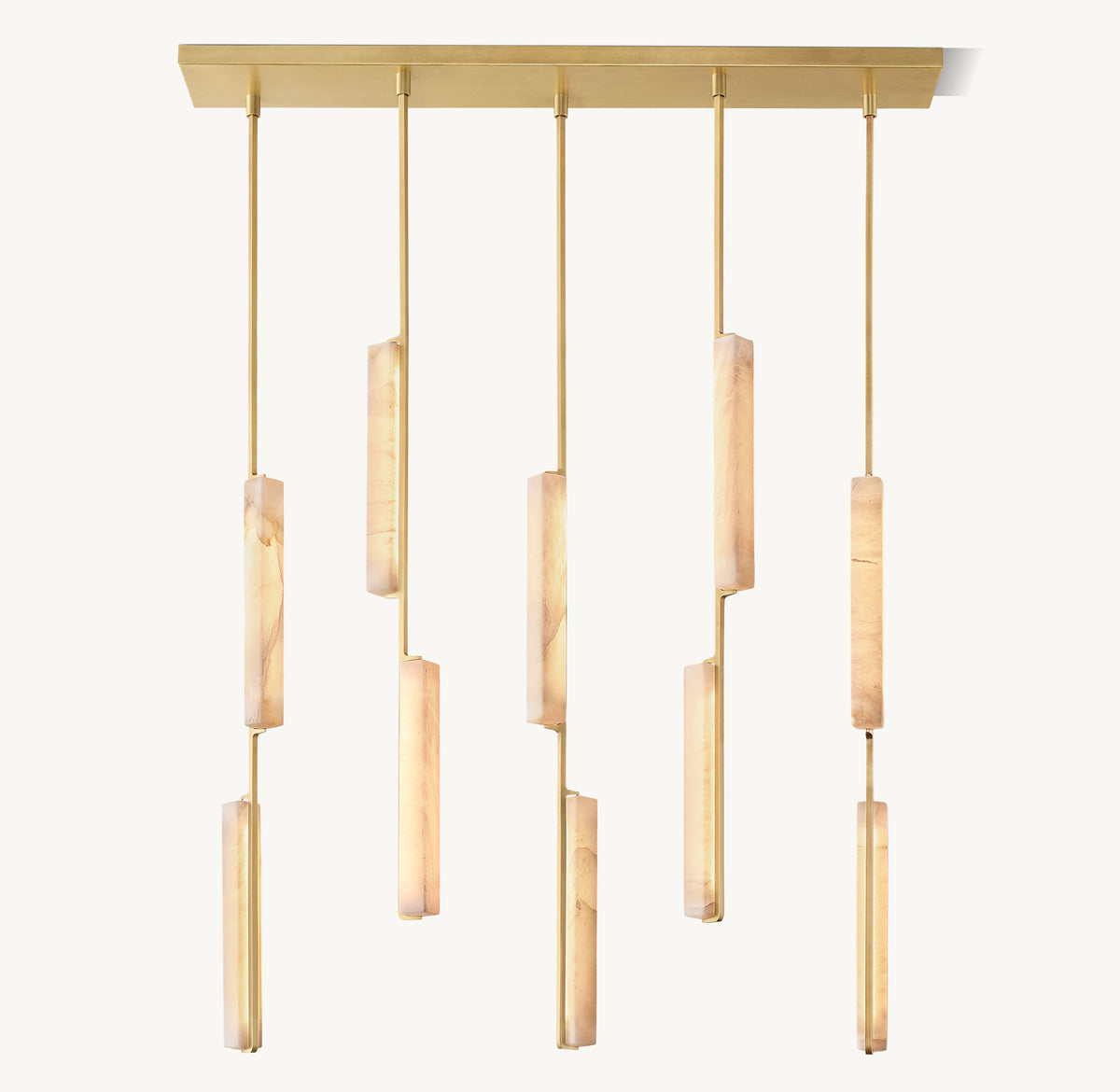 Sculptural Audubon Alabaster Linear Chandelier — view 2