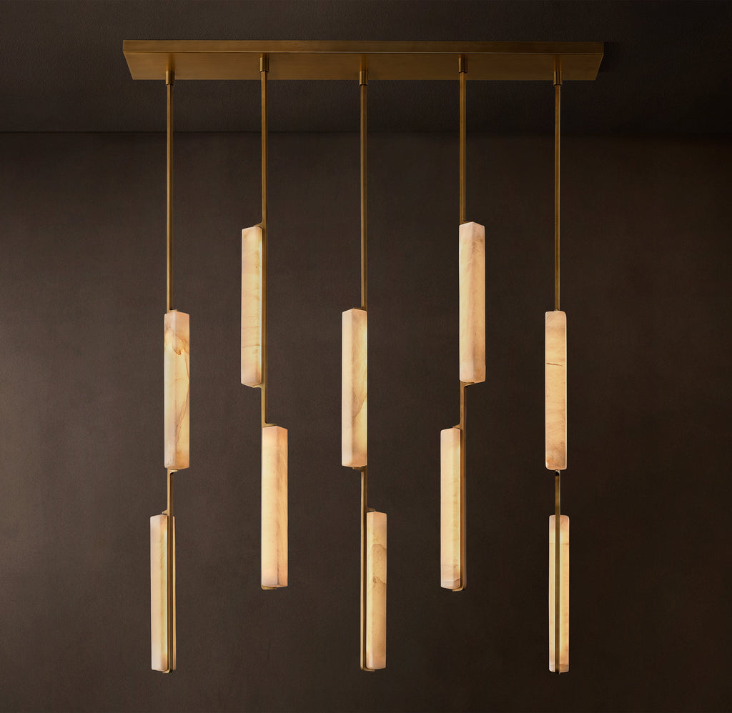 Sculptural Audubon Alabaster Linear Chandelier — view 4