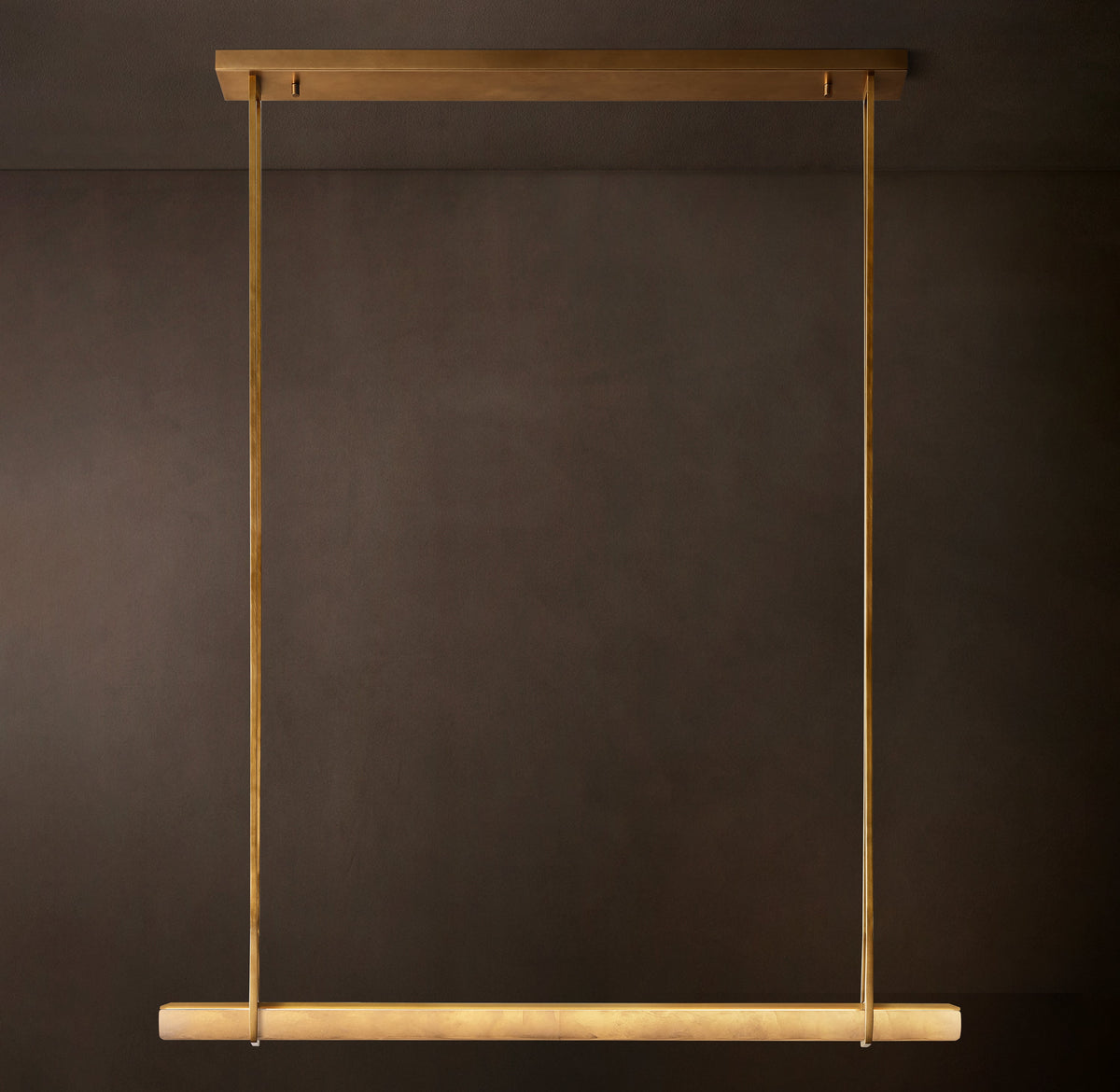 Sculptural Audubon Alabaster Single Bar Linear Chandelier — view 2