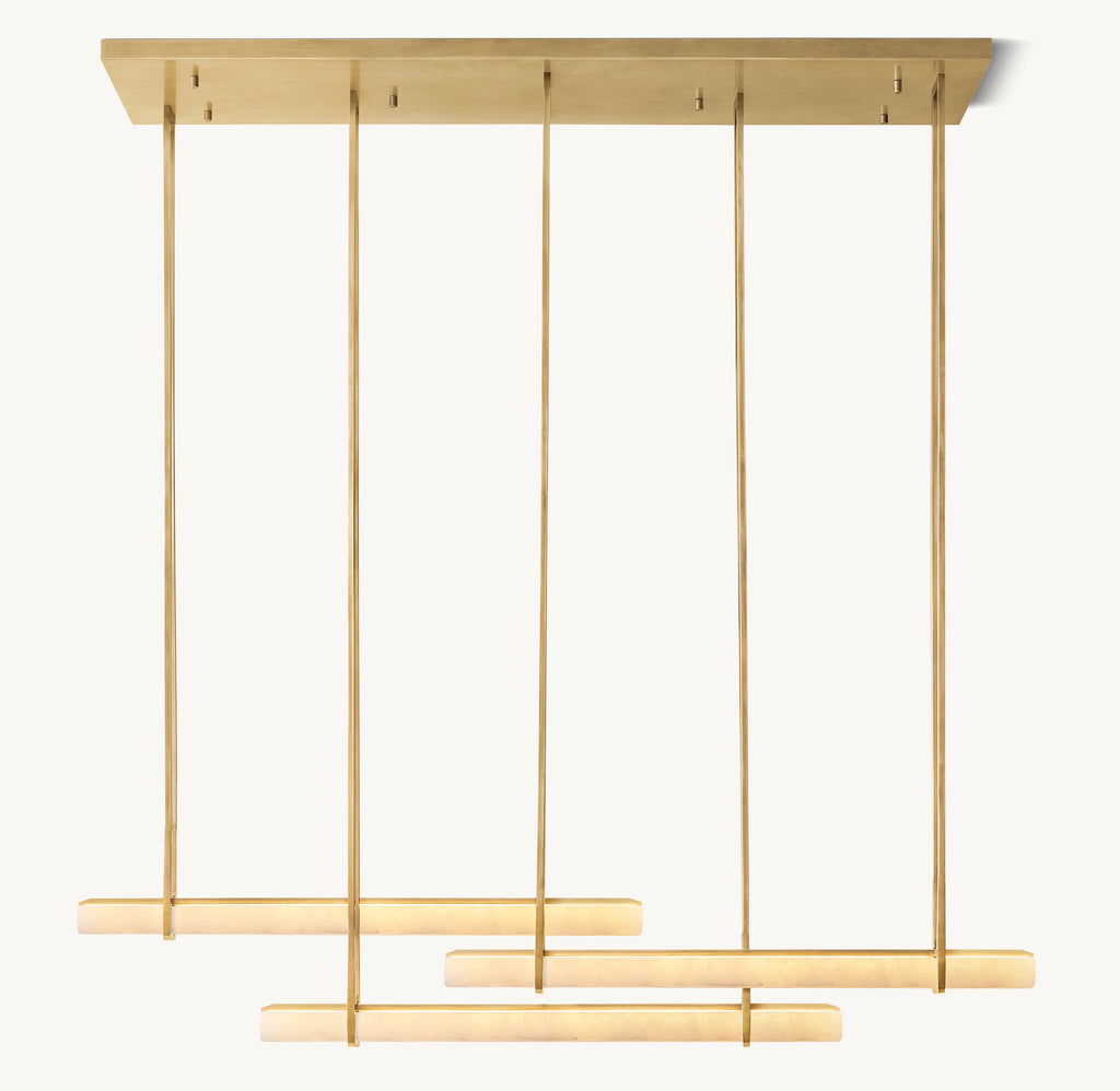 Sculptural Audubon Alabaster Triple Bar Linear Chandelier — view 1