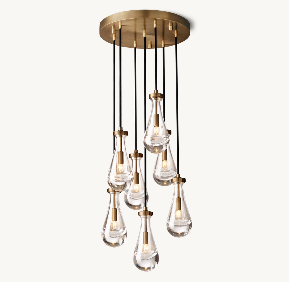 Signature Rain Round Chandelier – 18" Vintage Brass — view 2