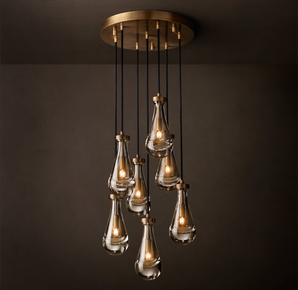Signature Rain Round Chandelier – 18" Vintage Brass — view 4
