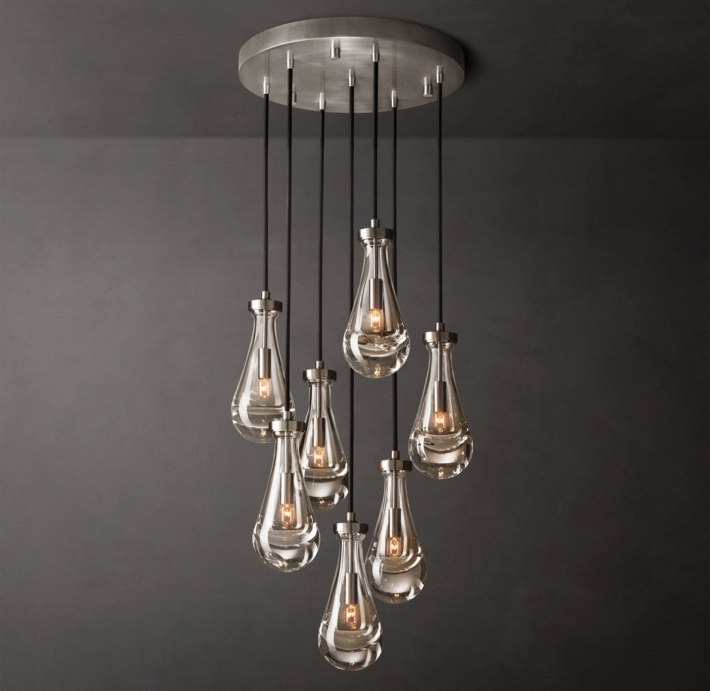 Signature Rain Round Chandelier – 18" Satin Nickel — view 1