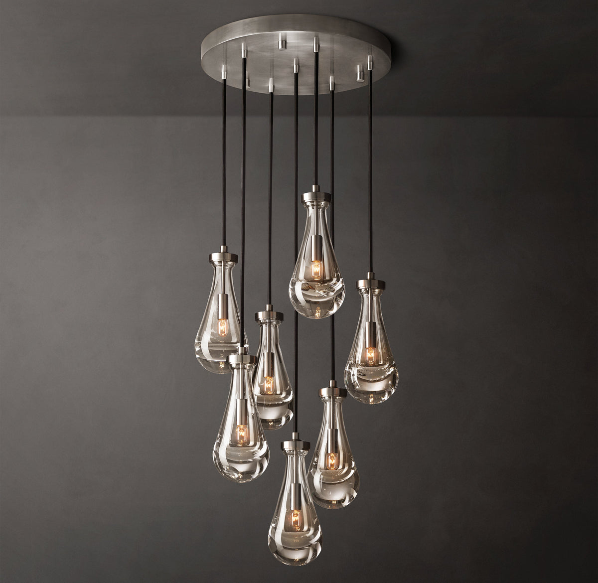 Signature Rain Round Chandelier – 18" Satin Nickel — view 1