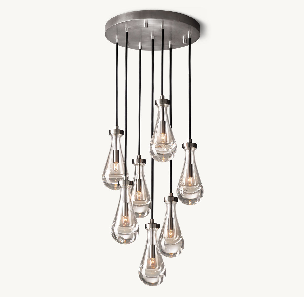 Signature Rain Round Chandelier – 18" Satin Nickel — view 2