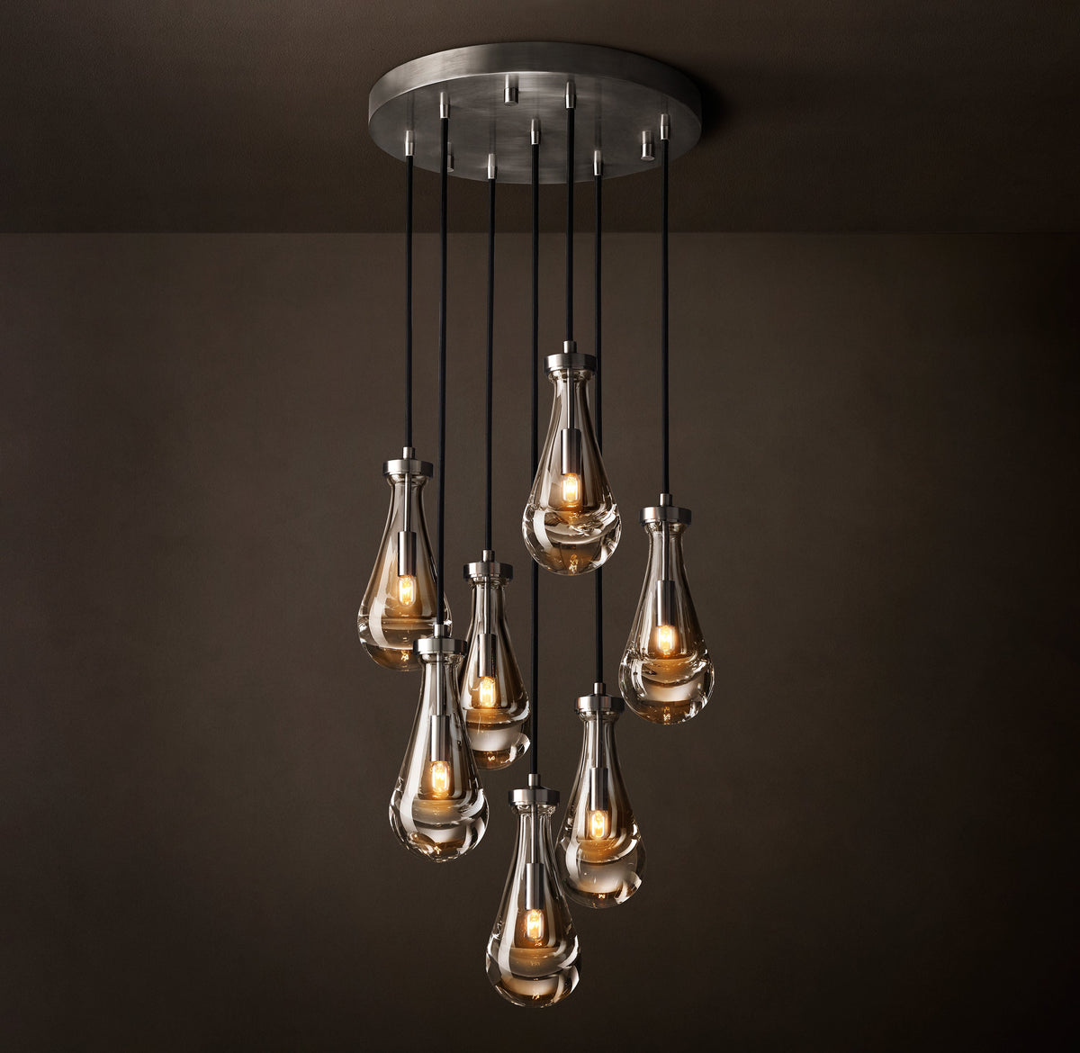 Signature Rain Round Chandelier – 18" Satin Nickel — view 4