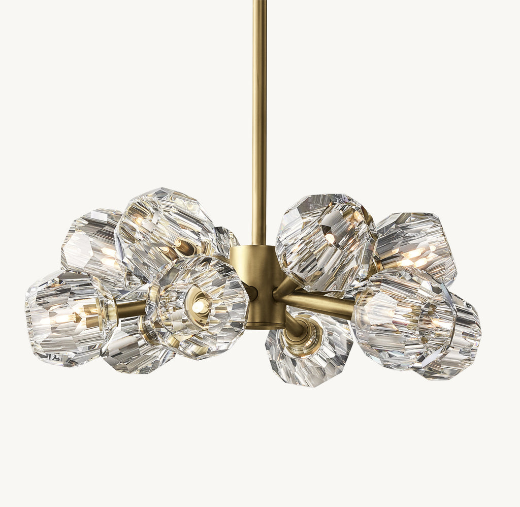 Heritage Boule De Cristal Clear Glass Round Chandelier – 24" Lacquered Burnished Brass — view 1