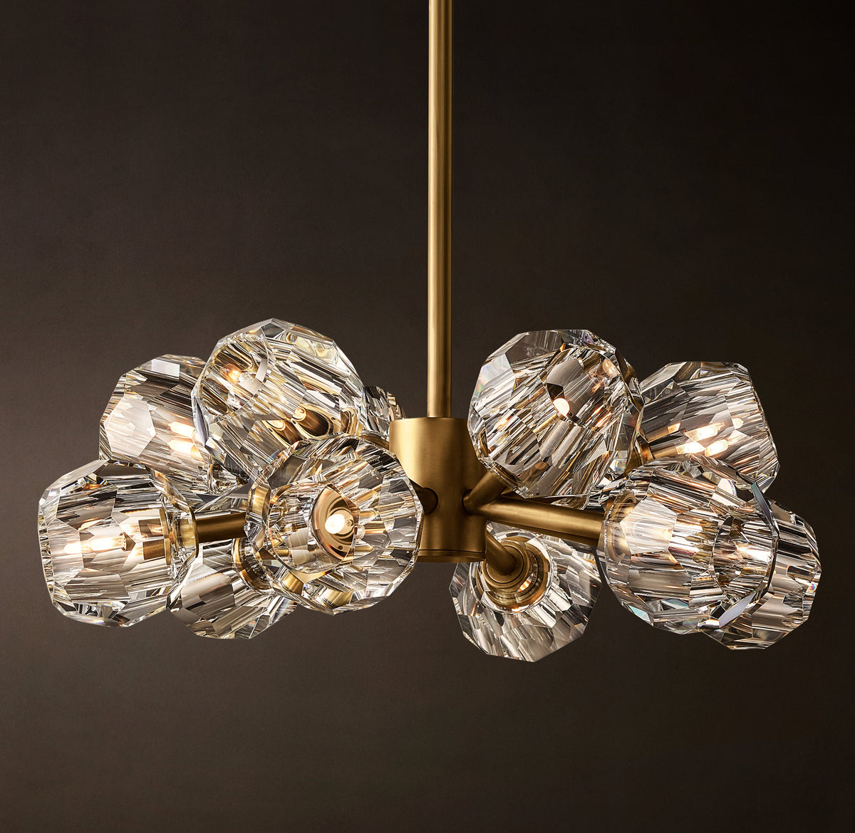 Heritage Boule De Cristal Clear Glass Round Chandelier – 24" Lacquered Burnished Brass — view 2